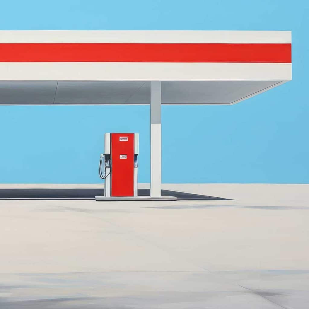 Hington Klarsey: AI generated image of a petrol station